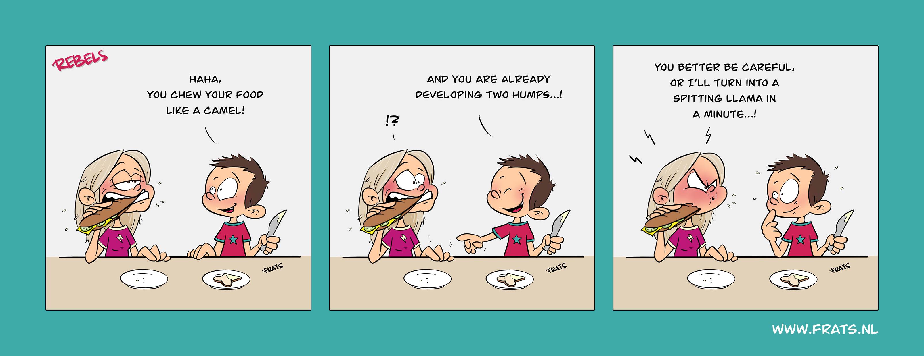 Rebels comic strip about eating a sandwich